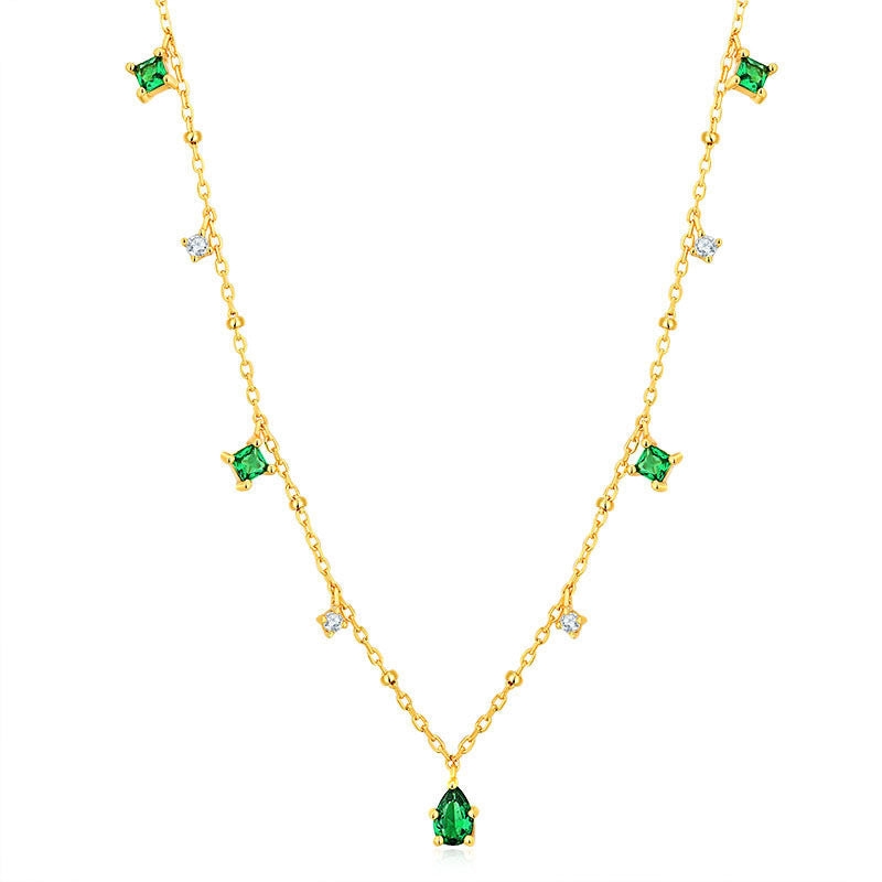 Generous water drop emerald zircon necklace