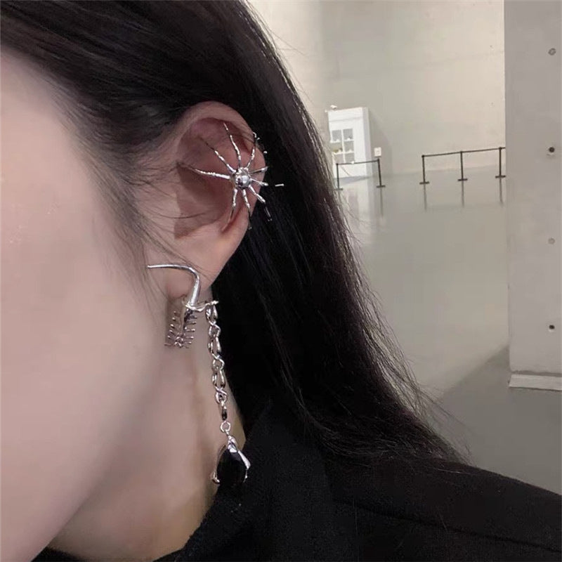European And American Fashion New Trendy Cone Gemstone Splicing Earrings