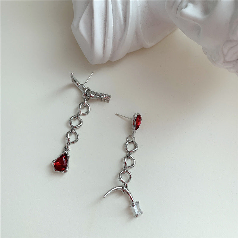 European And American Fashion New Trendy Cone Gemstone Splicing Earrings