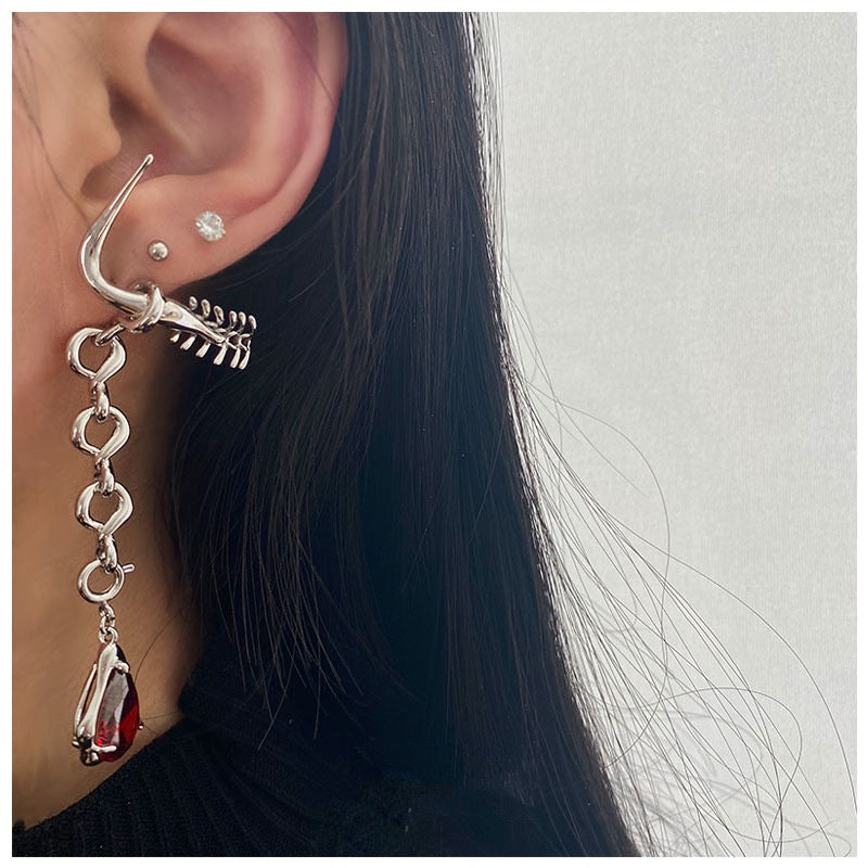 European And American Fashion New Trendy Cone Gemstone Splicing Earrings