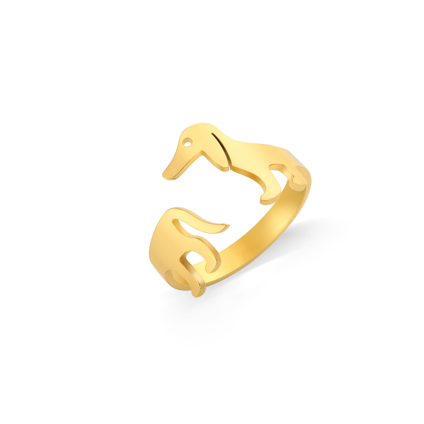 Titanium Steel Ornament Sausage Dog Adjustable Ring
