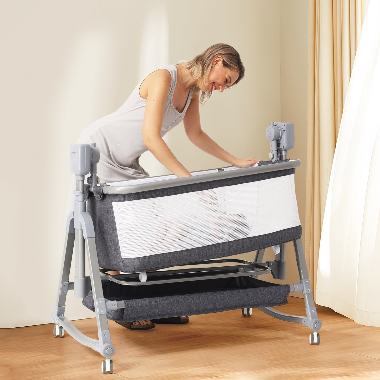 Baby Crib 7 in 1, Baby Bassinet, Bedside Cribs