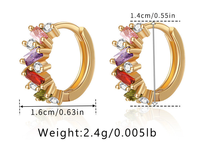 Leaf Inlaid Zircon Emerald Temperament Ear Clip Special-interest Design