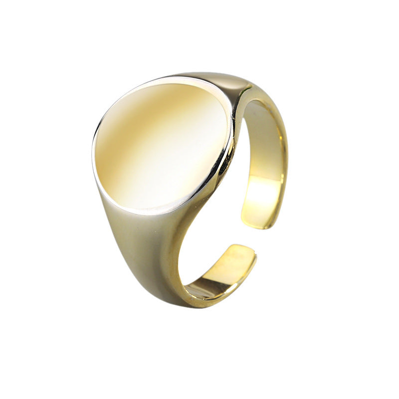 Oval smooth ring atmosphere index ring fashion