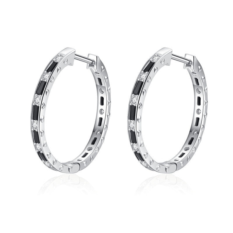 Fashion Simple Black Women's Zircon Earrings