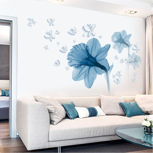 Nordic Blue Flower Background Ring Creating Decorative Wall Stickers