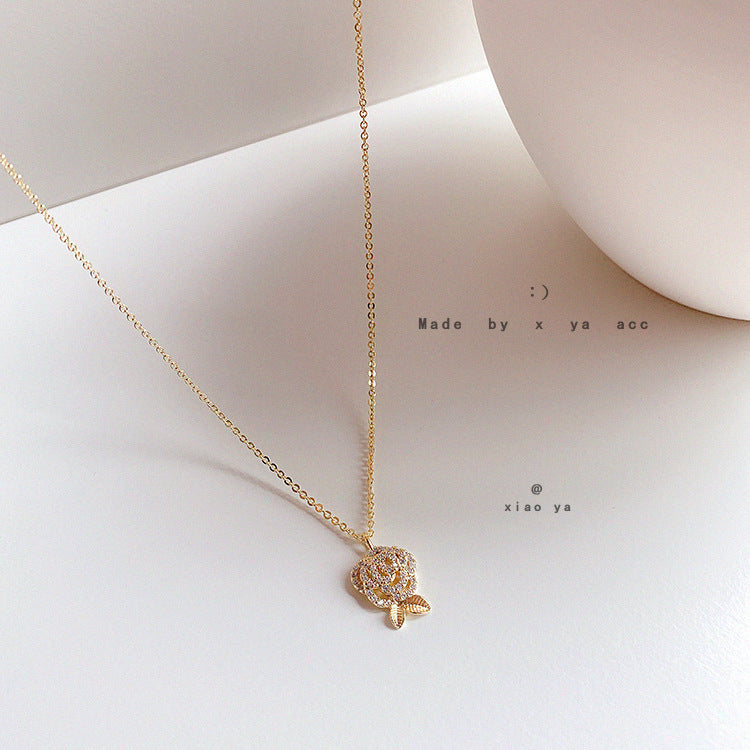 Zircon rose neck chain clavicle chain cool wind