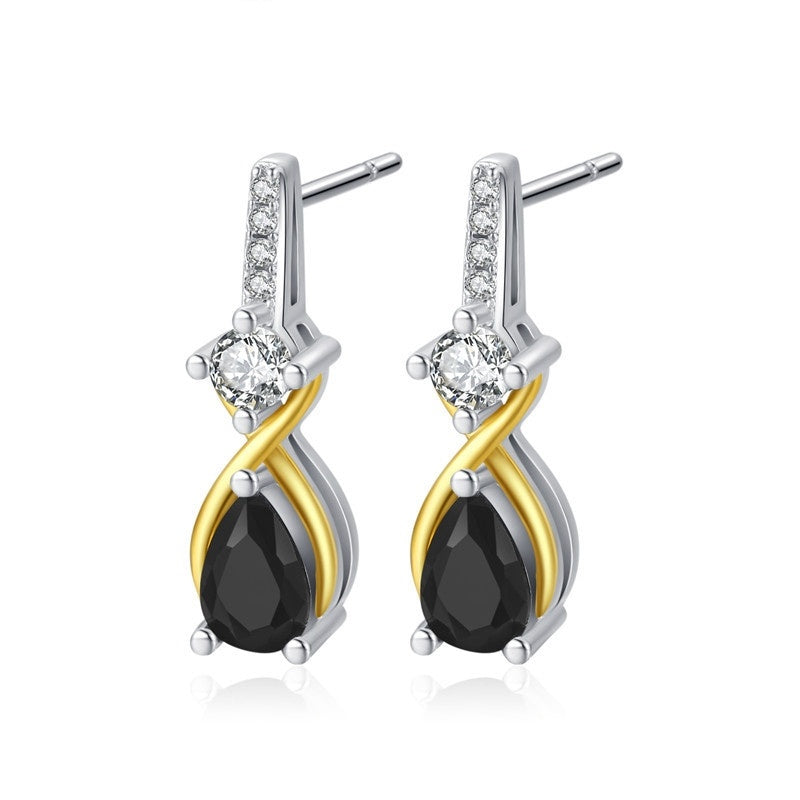 Copper Eardrops European And American Water Drop Zircon Luxury High Sense