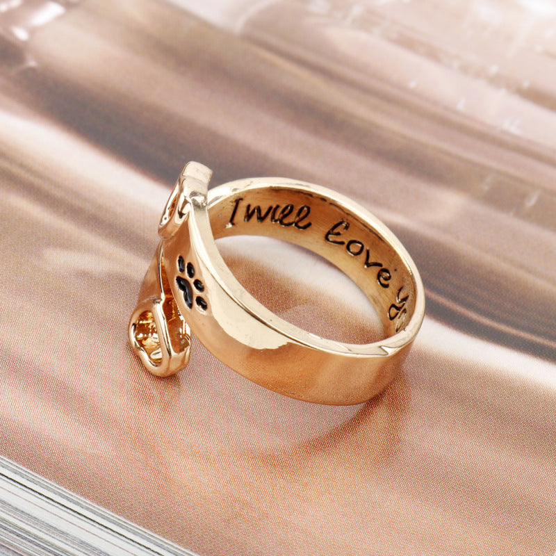 Hollow Love Dog Claw Ring