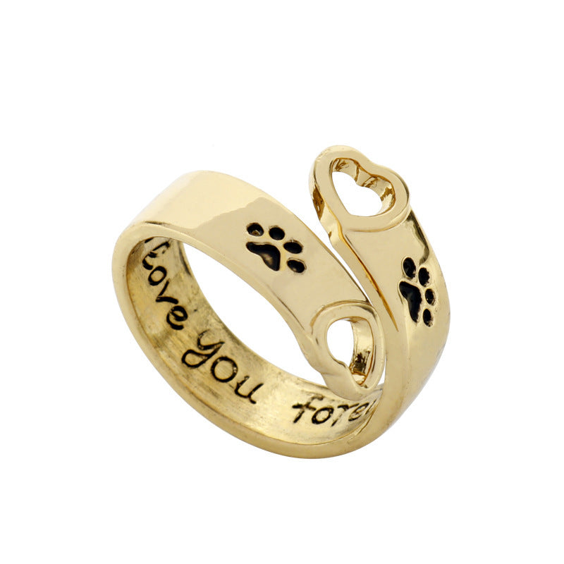 Hollow Love Dog Claw Ring