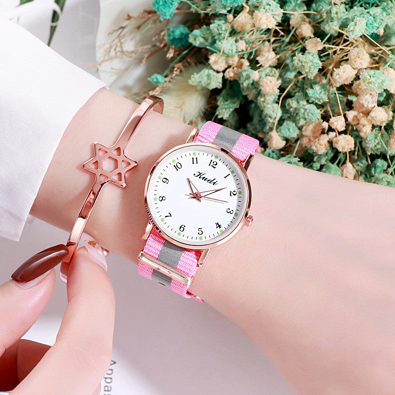 Luminous Starry Sky Watch Ladies Casual Rainbow Canvas