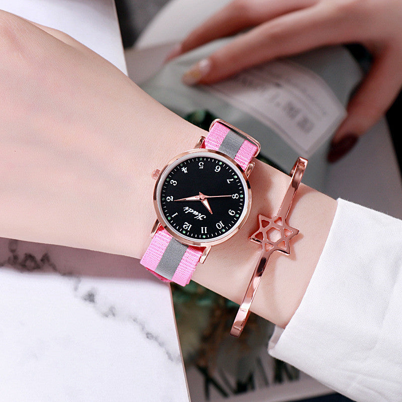 Luminous Starry Sky Watch Ladies Casual Rainbow Canvas