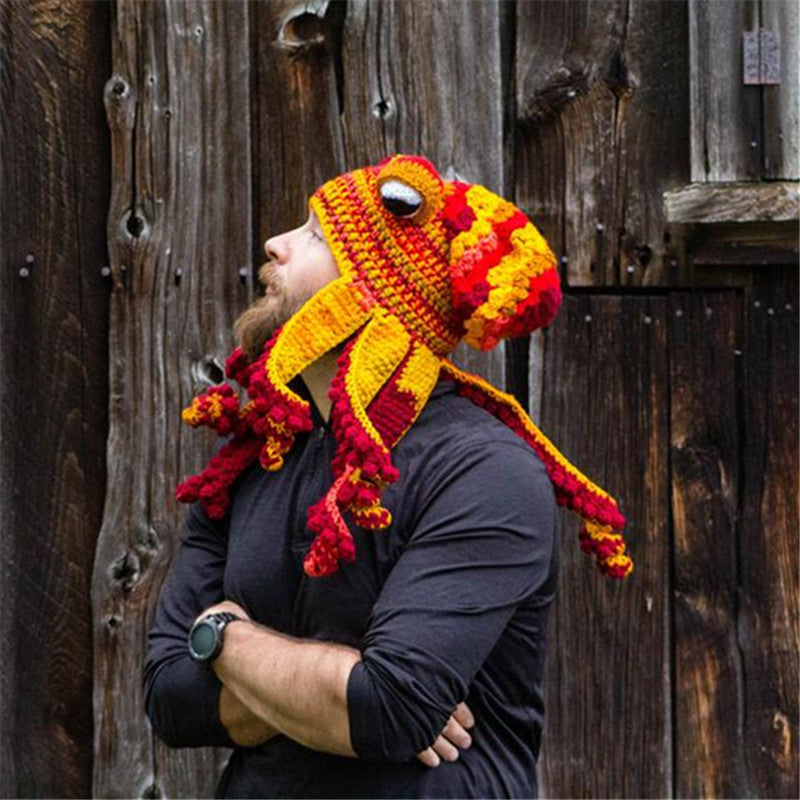 New Adult Hat Tricky And Funny Octopus Headgear Handmade Crochet Woolen Hat