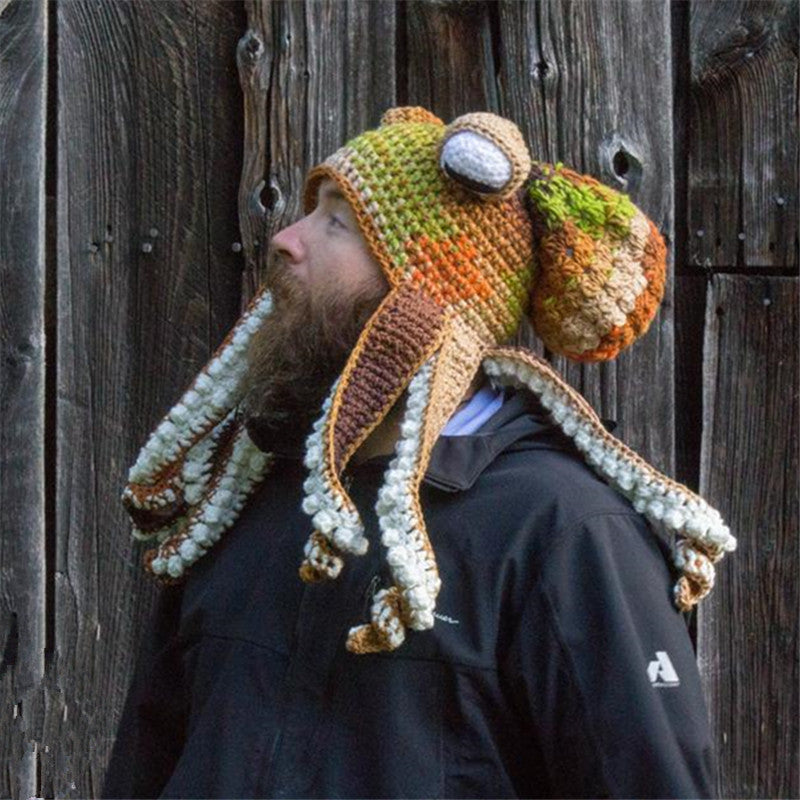 New Adult Hat Tricky And Funny Octopus Headgear Handmade Crochet Woolen Hat