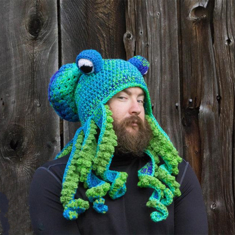 New Adult Hat Tricky And Funny Octopus Headgear Handmade Crochet Woolen Hat