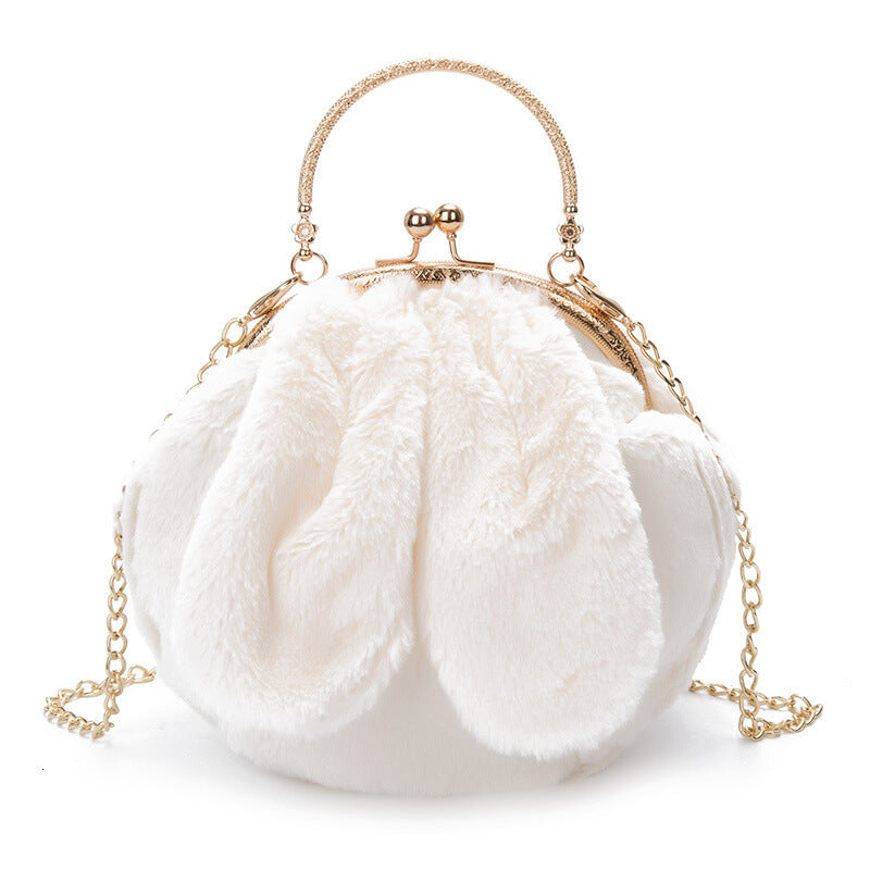 Plush Bag Faux Fur Rabbit Ear Clip