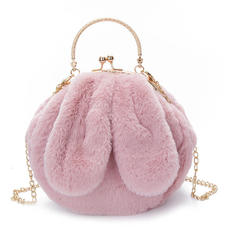 Plush Bag Faux Fur Rabbit Ear Clip