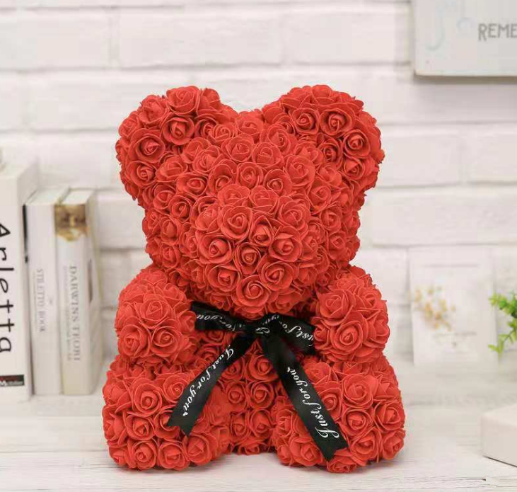 25cm Cute Flower Rose Bear Handmade Valentines Day Gift