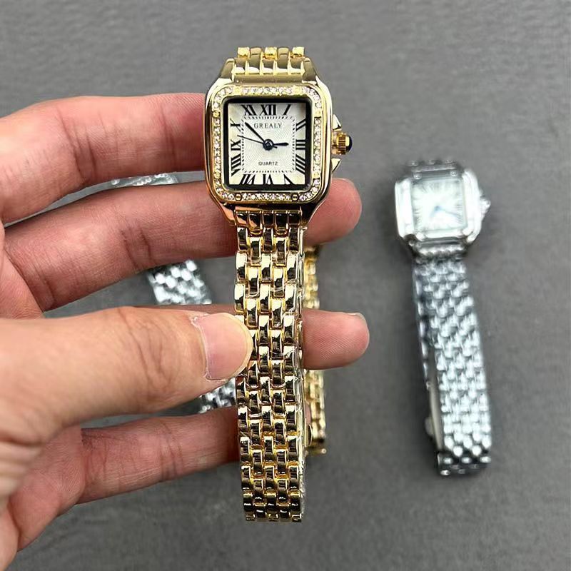 New Best-seller On Douyin Women's Fashion Watch Student Quartz Square Diamond-embedded Watch