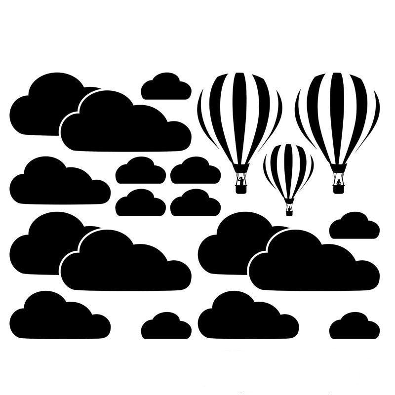 Hot air balloon white cloud wall stickers