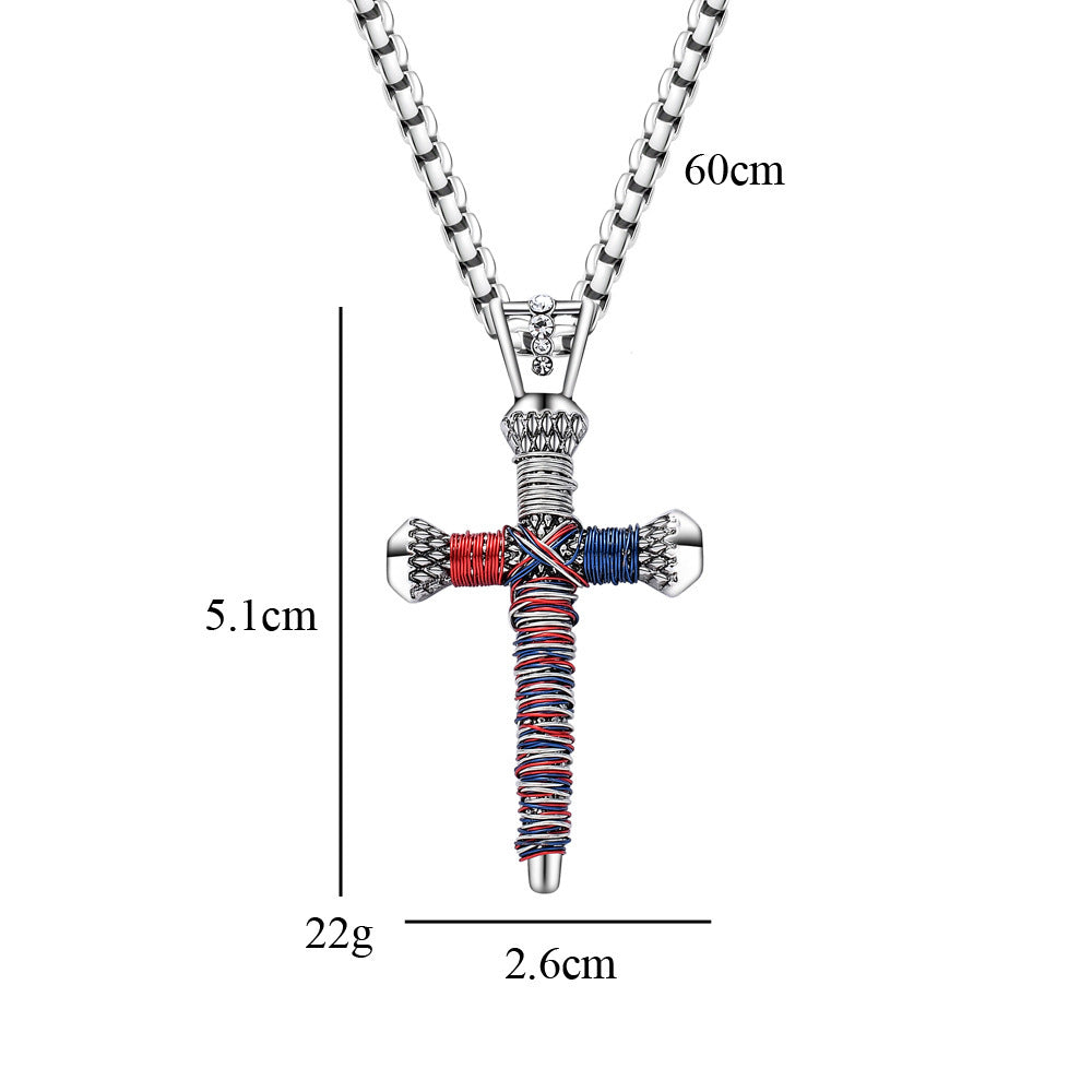 Men's Statement Nail Cross Pendant Necklace