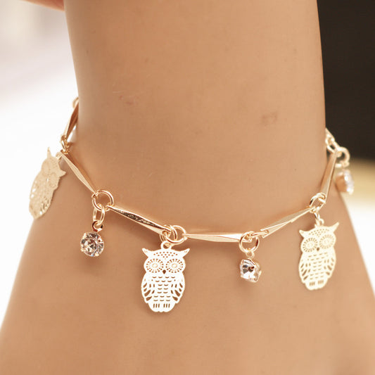 Ethnic Style Golden Owl Tassel Bracelet