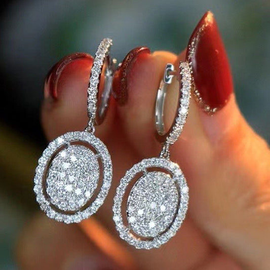 White Gold Plated All-match Oval Earrings