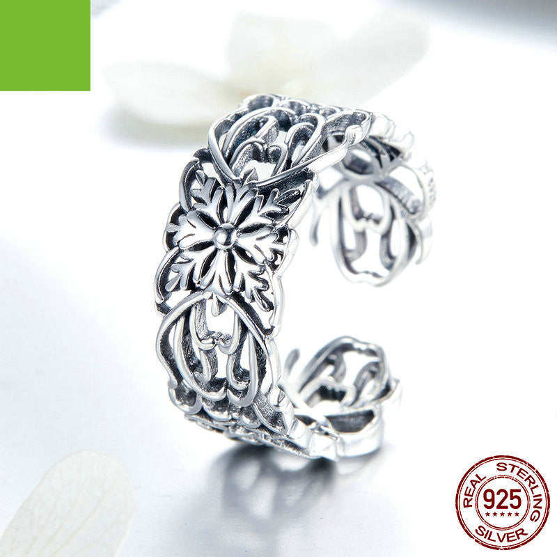 Vintage Flower Ring Silver 925 Sterling Silver Ring