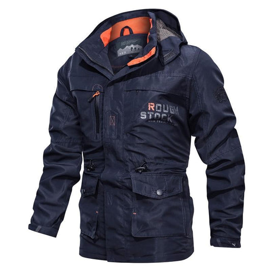 Cross-border AliExpress jacket men's mid-length casual outdoor hooded plus size jacket men's jacket spring and autumn