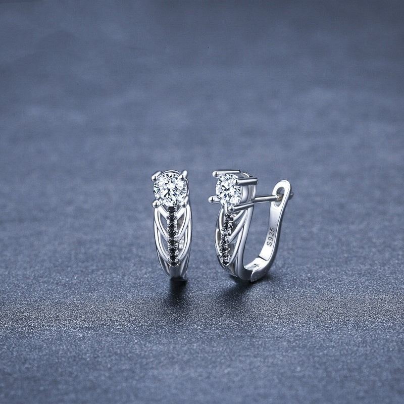 Individual Single Row Hollow Zircon Copper Plated Earrings