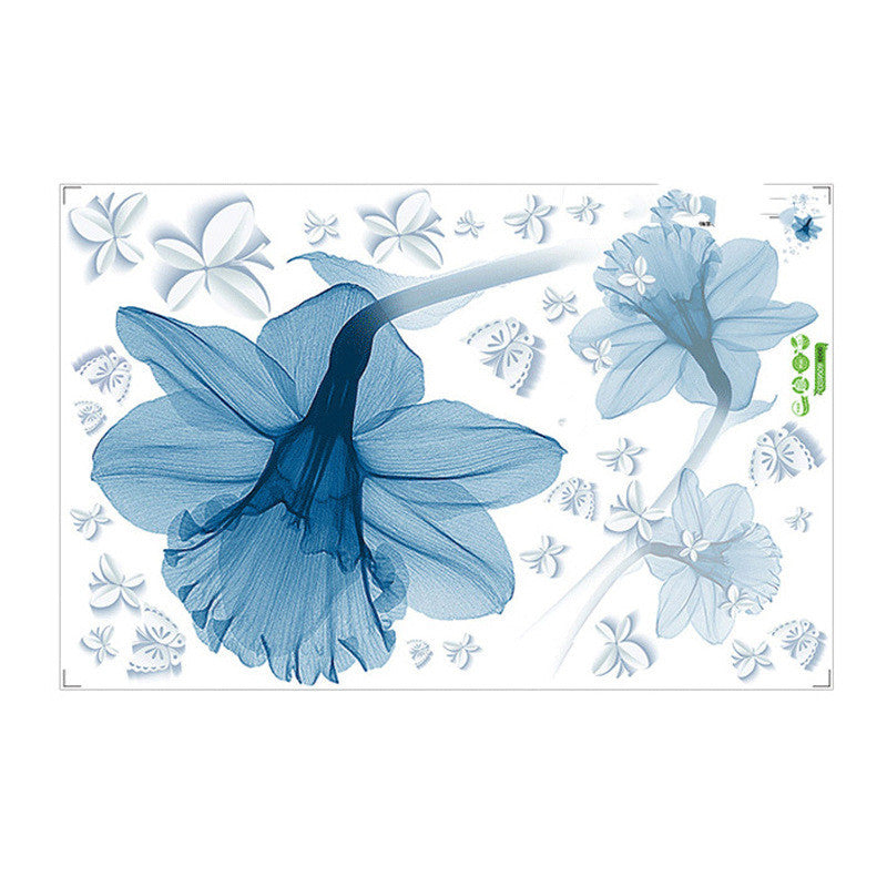 Nordic Blue Flower Background Ring Creating Decorative Wall Stickers