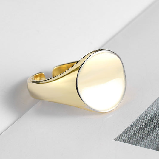 Oval smooth ring atmosphere index ring fashion