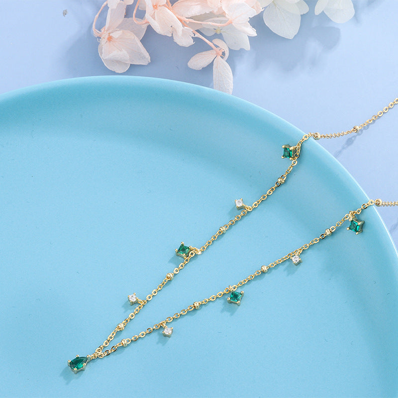 Generous water drop emerald zircon necklace