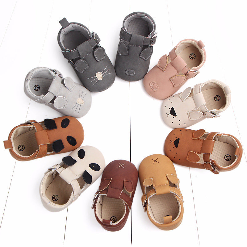 Spring and autumn cartoon animal baby shoes matte leather non-slip soft bottom