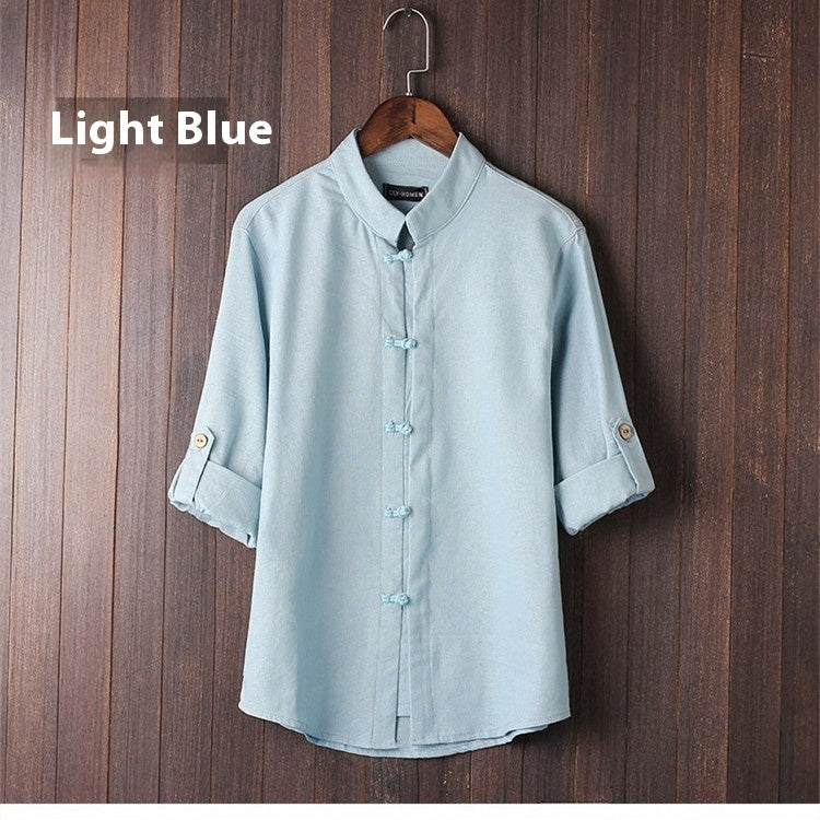 Men's Linen Vintage Plus Size Shirt