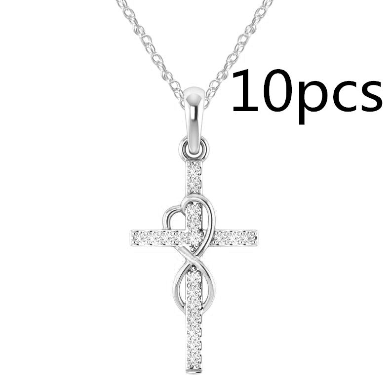 Alloy Pendant With Diamond And Eight-character Cross