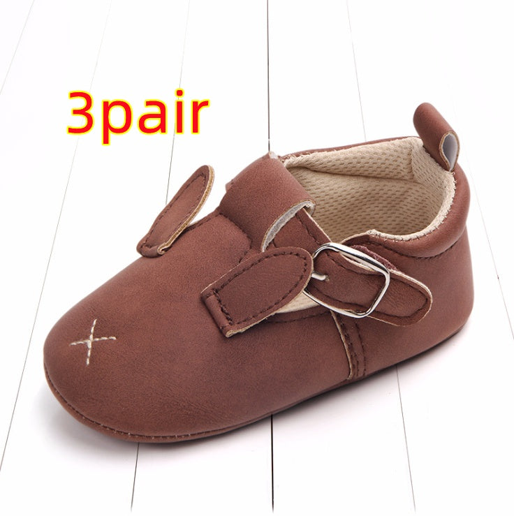 Spring and autumn cartoon animal baby shoes matte leather non-slip soft bottom