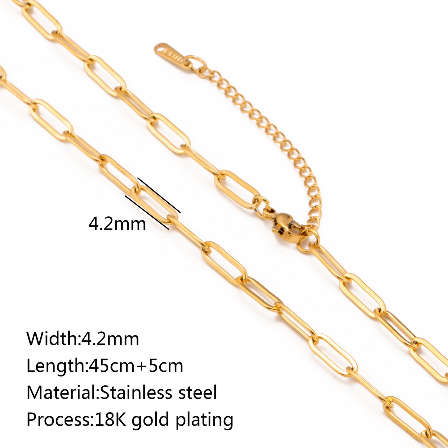 Stainless Steel Vacuum Vapor Plating 18K Gold Color Protection Lip Chain Accessories