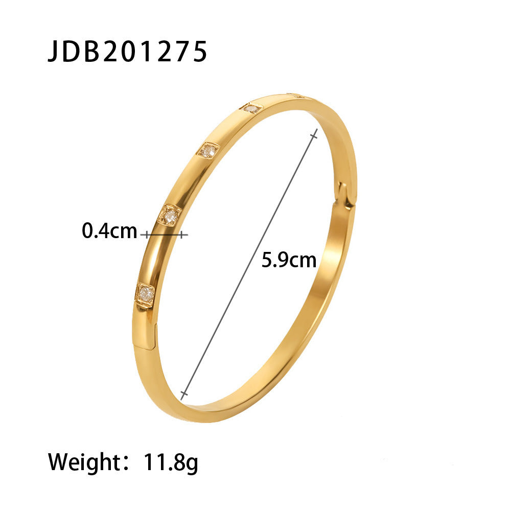 Fashionable And Versatile Gold-plated Stainless Steel Bracelets With Zirconia