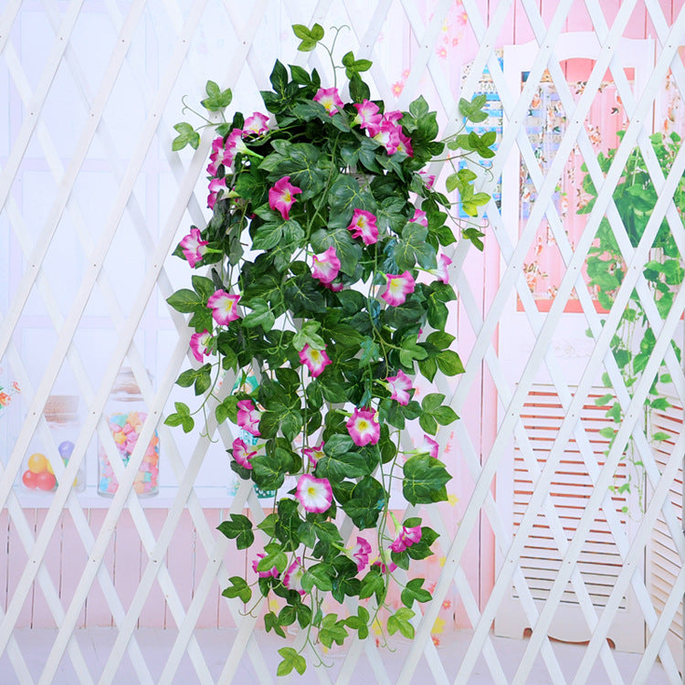 Simulation Plant Morning Glory Ratten For Wall Hanging Decoration