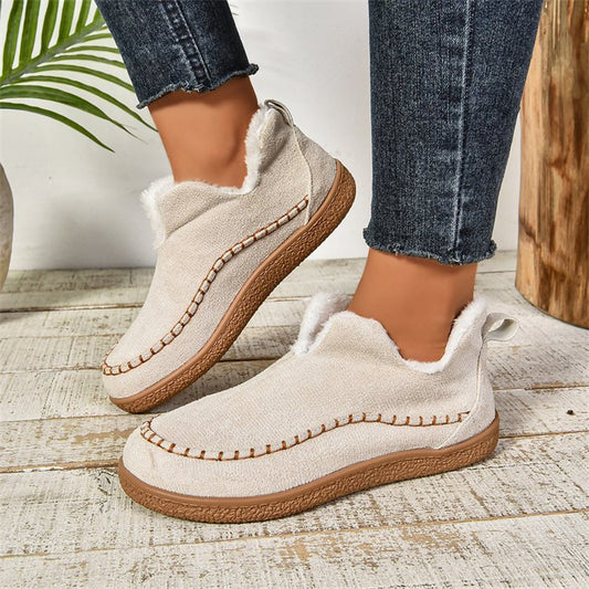 Fashion V-Cut Plush Ankle Boots Winter Plus Velvet