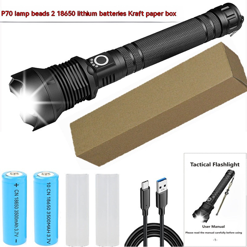 Aluminum Alloy Telescopic Zoom Usb Charging Xhp70 Strong Light Flashlight