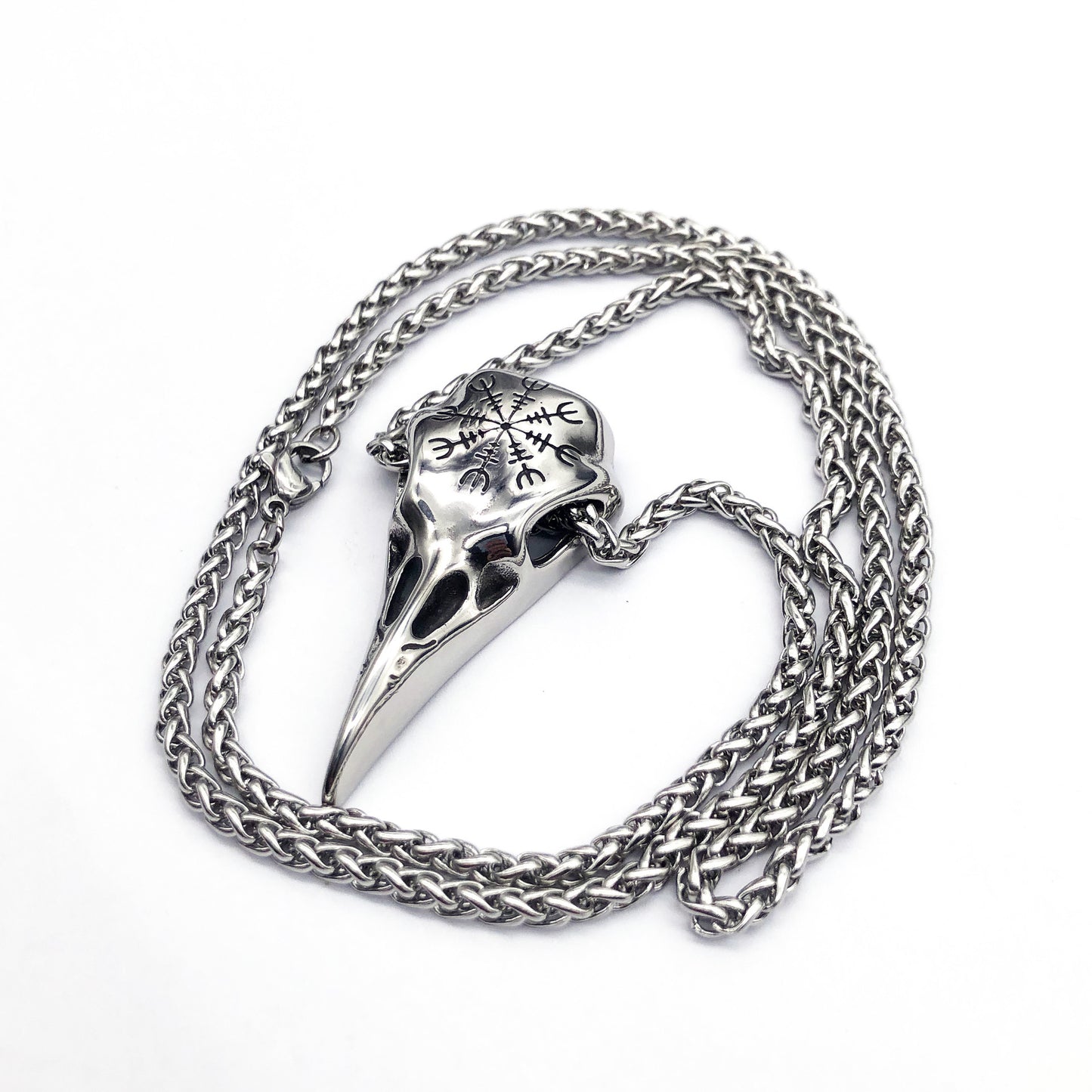 Men's Fashionable Vintage Viking Symbol Skull Eagle Beak Pendant Necklace