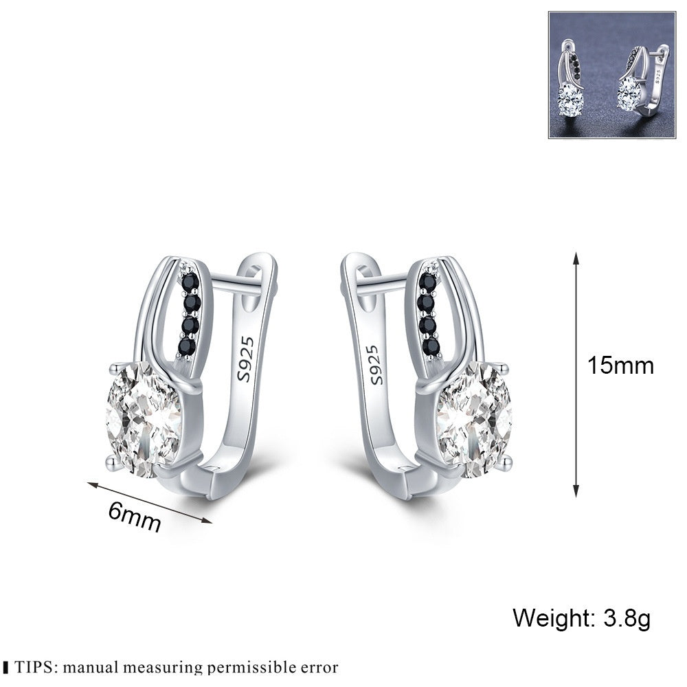 European And American Zircon Rhinestone Stud Earrings Copper Fashion All-match