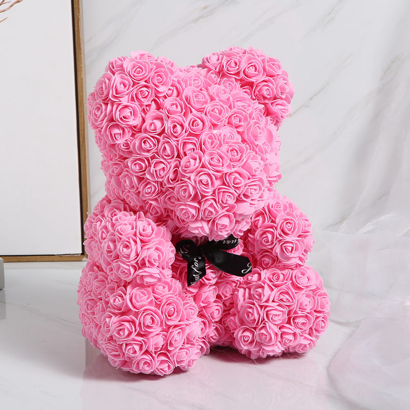 25cm Cute Flower Rose Bear Handmade Valentines Day Gift