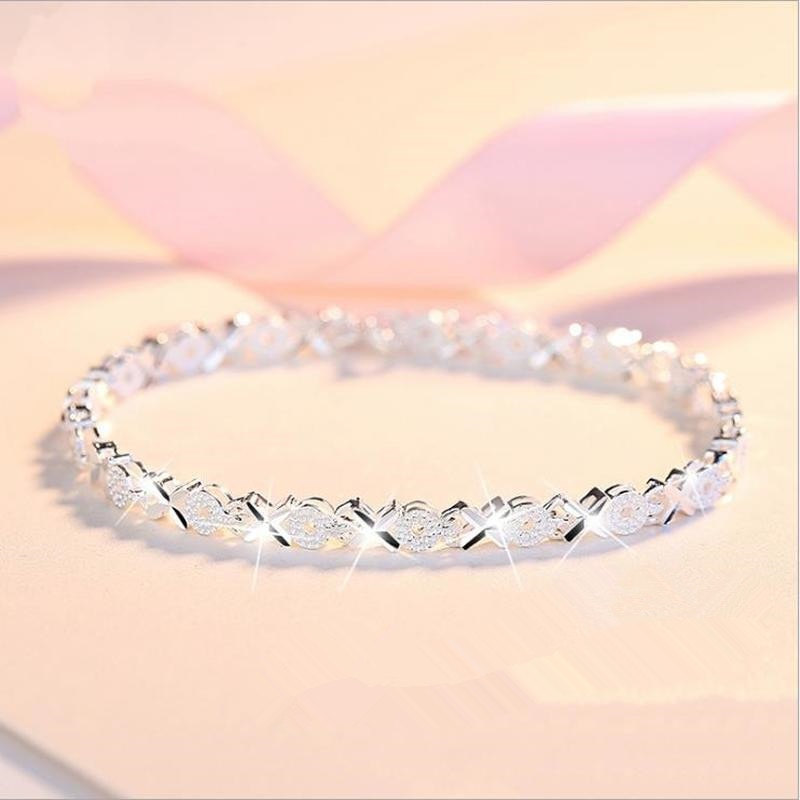 Sterling Silver Bracelet Female Wedding Accessories Ladies Fashion Zircon Geometric Bracelet