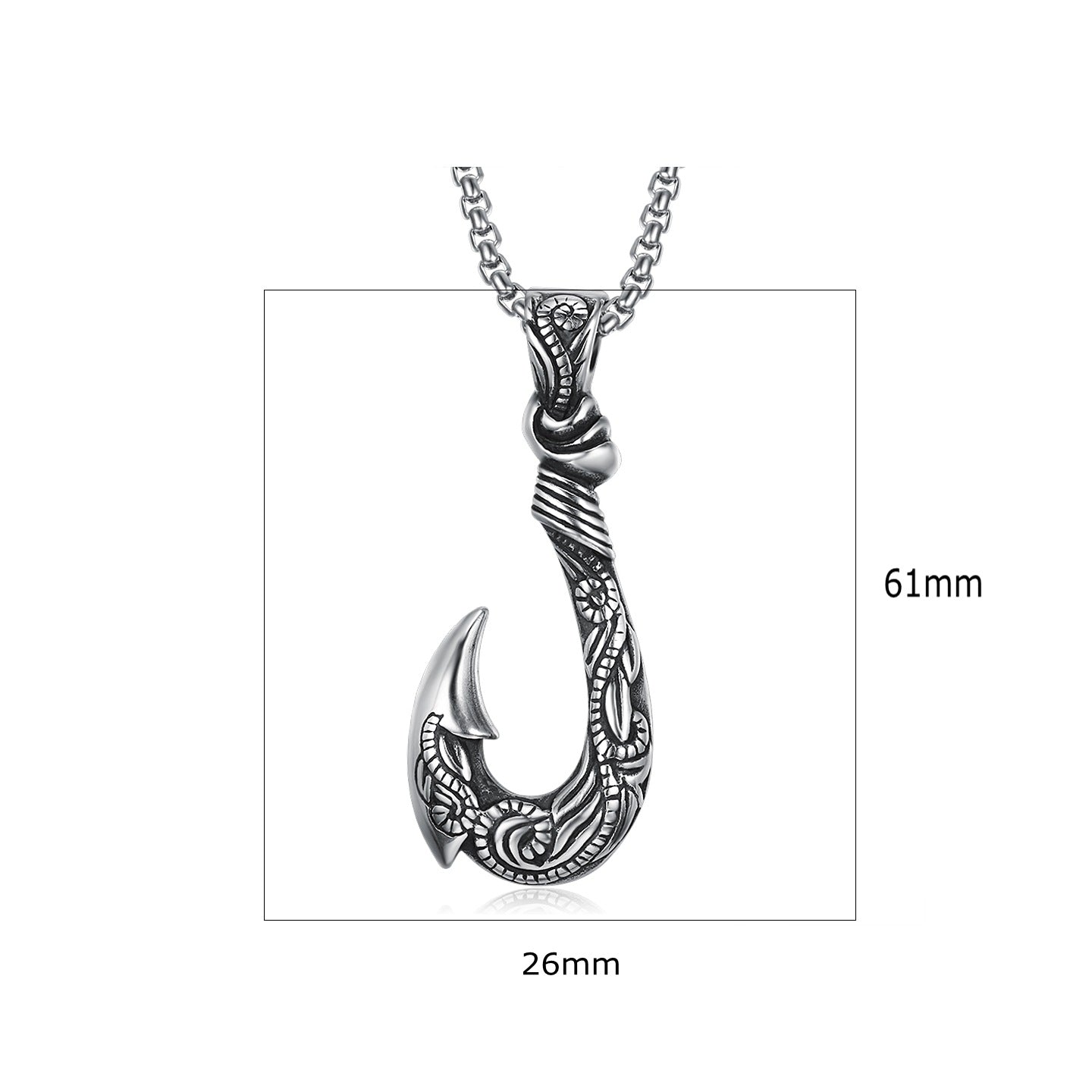 Vintage Stainless Steel Ocean Romance Fish Hook Titanium Steel Pendant