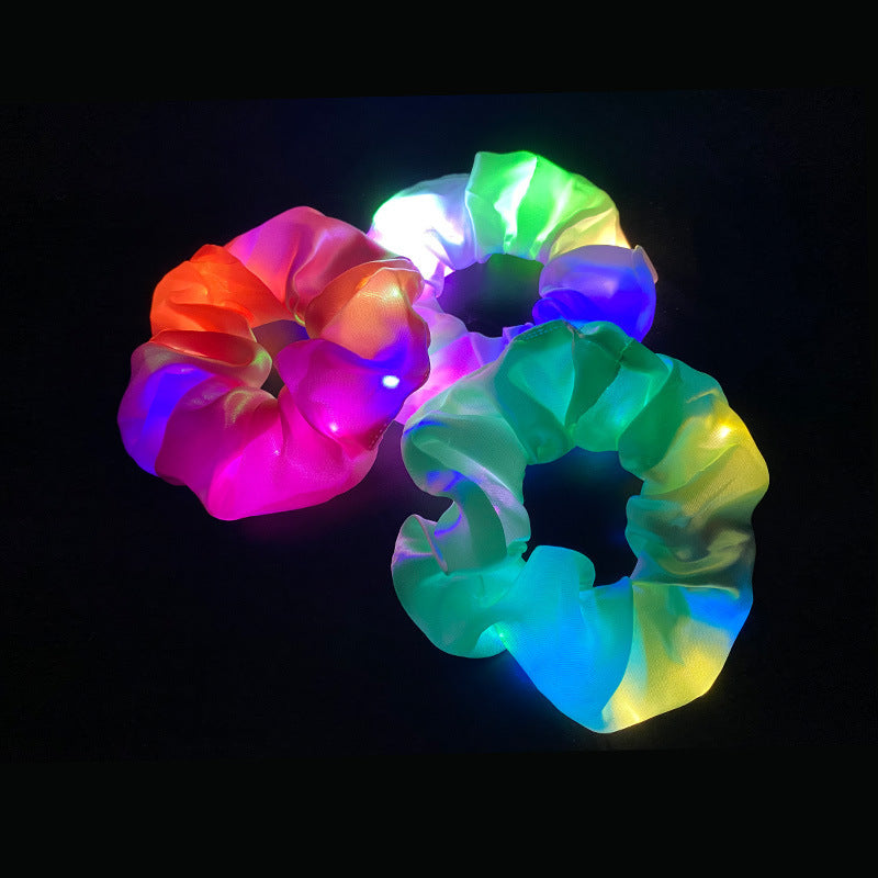 LED Luminous Scrunchies Hairband Women Elastic Hair Bands Girls Hair Ties Ponytail Holder Headwear Accessories