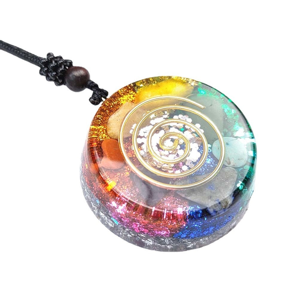 Chakra Multicolor Onyx Jade Pendant Necklace