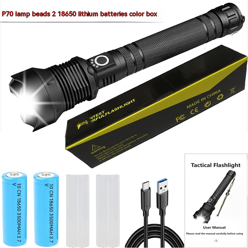 Aluminum Alloy Telescopic Zoom Usb Charging Xhp70 Strong Light Flashlight